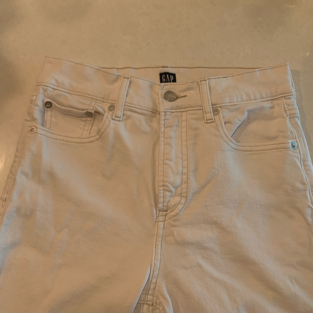 Cream straight leg denim pants